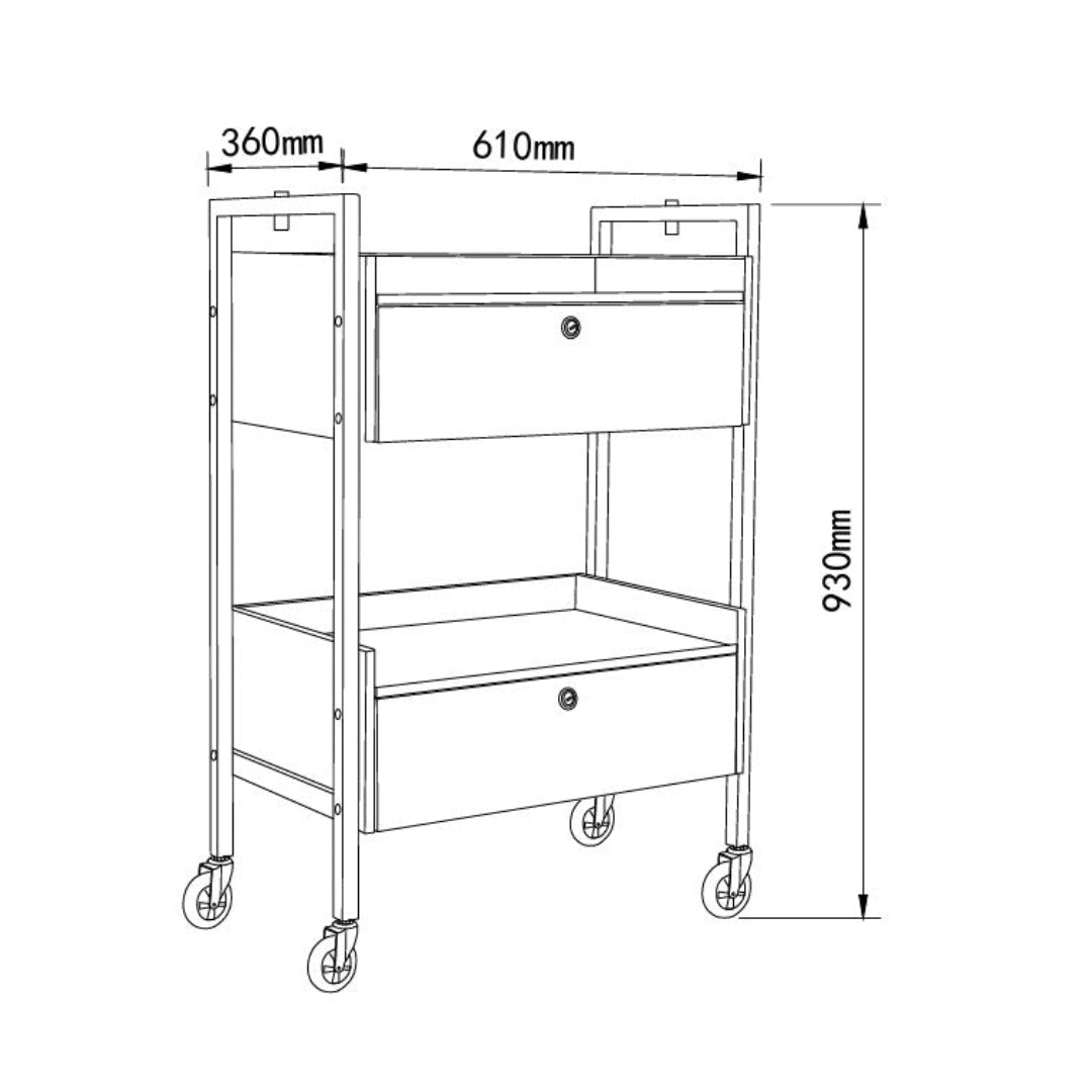 2 Tier Salon Trolley - Black
