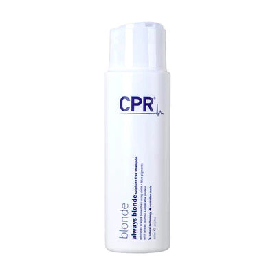 CPR Blonde Always Blonde Sulphate Free Shampoo 300ml - Violet + Blue toning formula for blonde, coloured, and treated hair. Neutralizes yellow brassy tones, repairs and strengthens hair, and soothes the scalp. Ideal for maintaining vibrant blonde hair.