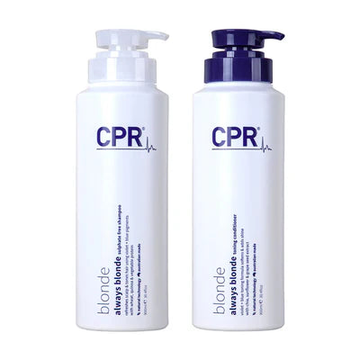 CPR Blonde Always Blonde Shampoo and Conditioner 900ml - Neutralizes brassiness, strengthens and repairs hair, provides lightweight hydration, and soothes the scalp. Ideal for maintaining vibrant, healthy blonde hair.