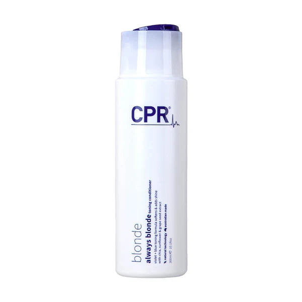 CPR Blonde Always Blonde Toning Conditioner 300ml”: This premium conditioner is designed specifically for blonde, bleached, and highlighted hair. It helps to neutralize brassy tones and maintain a cool, vibrant blonde. The product is sulphate-free, ensuring gentle care for your hair. The conditioner comes in a sleek, 300ml bottle, perfect for regular use. Ideal for those looking to elevate their hair care routine with a product that offers both nourishment and toning. Available at Salon Essentials