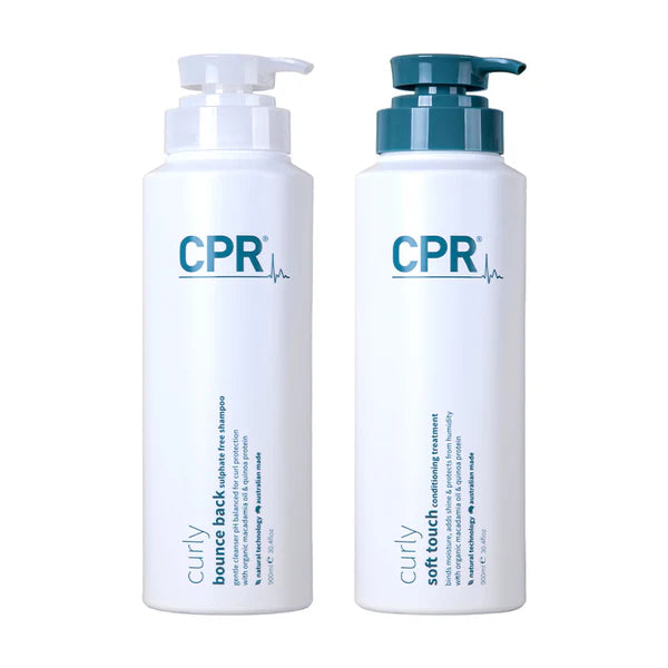 This CPR Curly Bounce Back Soft touch Conditioner and Shampoo combination Hydrates, defines and embraces your curls. Gentle hydrating cleanser to eliminate frizz, add shine and define your curls