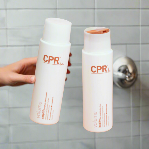 CPR Amplify Sulphate Free Shampoo 300ml - Nourishing, sulfate-free shampoo for normal hair. Rich lather, gentle cleanser, removes heavy metals, and binds moisture deep inside hair. Ideal for chlorine-exposed hair. Available at Salon Essentials.