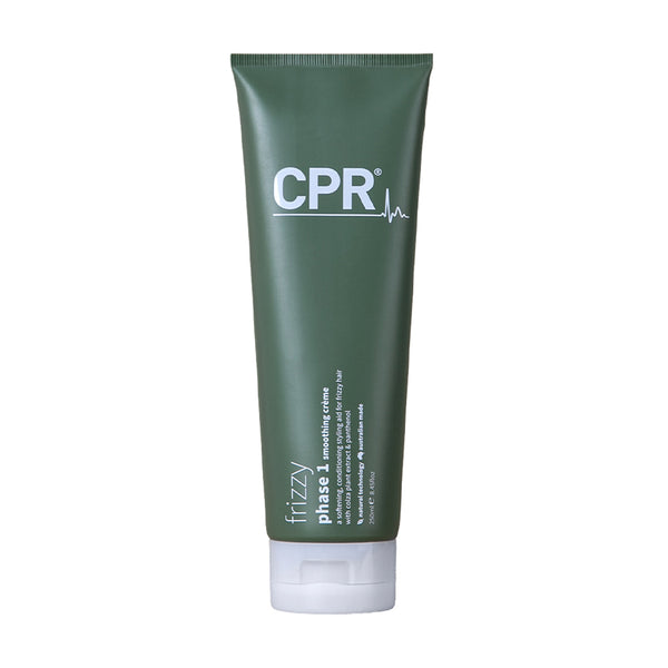 A bottle of CPR Frizzy Solution Phase 1 in 250ml size  This tube of CPR Frizzy Phase 1 smoothing creme is a hair product for frizzy hair