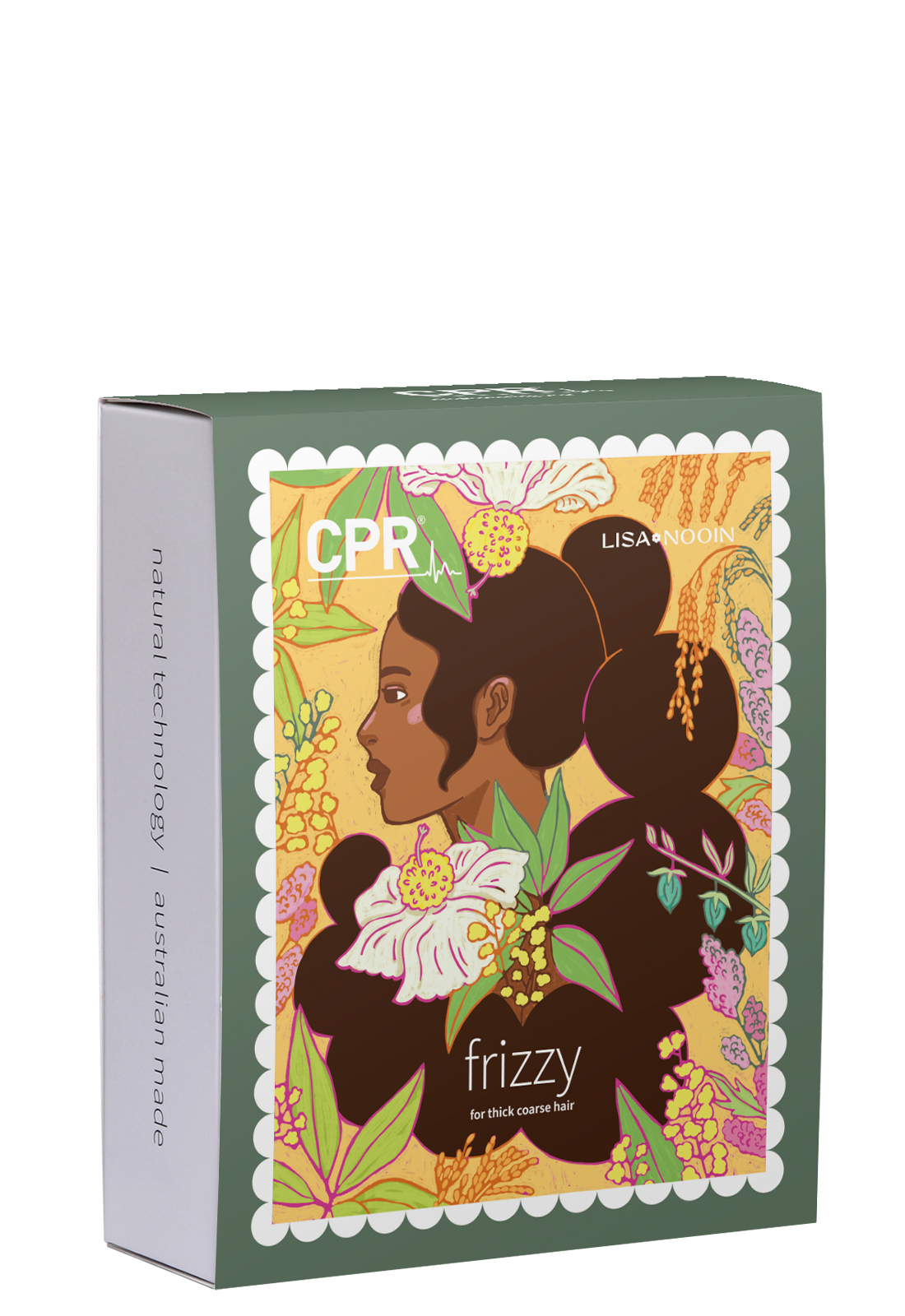 Gift Box of CPR Hair products from the Frizzy Trio Pack background. The gift box contains ‘CPR Frizzy Shampoo,’ ‘CPR Frizzy Conditioner,’ and ‘CPR Frizzy Treatment,’ box with  distinct colour and design.