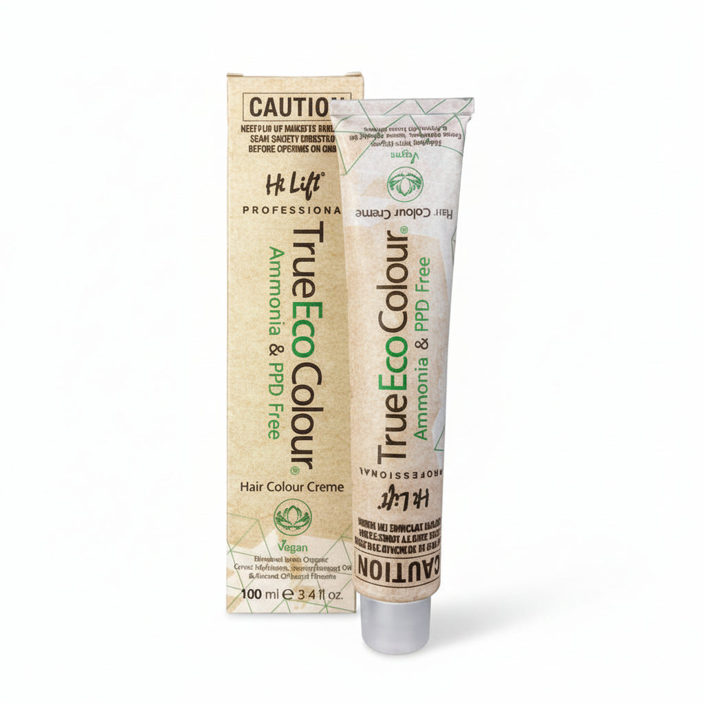 True Eco Colour hair colour creme with packaging on a white background