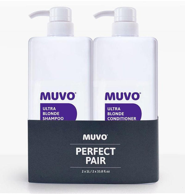Muvo Ultra Blonde Shampoo & Muvo Ultra Blonde Conditioner in a duo value pack is specifically designed to banish unwanted yellow and brassy tones, leaving your hair with a cool, crisp blonde hue.
