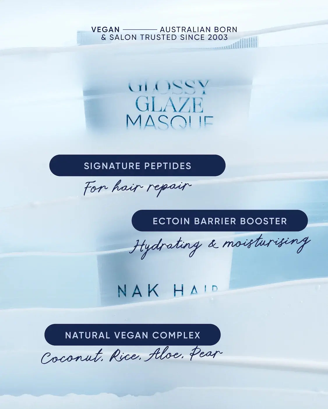 NAK Signature Glass Hair Glossy Glaze Masque 150ml shine-enhancing treatment for Korean-inspired glass hair, mirror shine and silky smooth hair