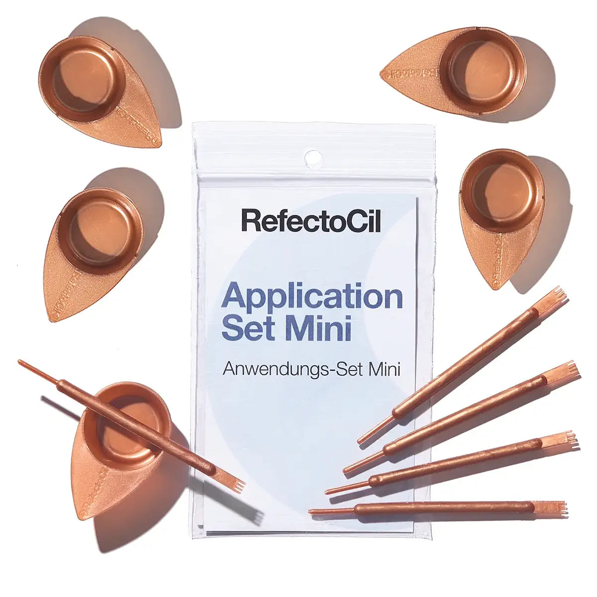 RefectoCil Application Set Mini - Rose Gold, including 5 Application Sticks with Combs and 5 Application Dishes for Professional Lash and Brow Tinting