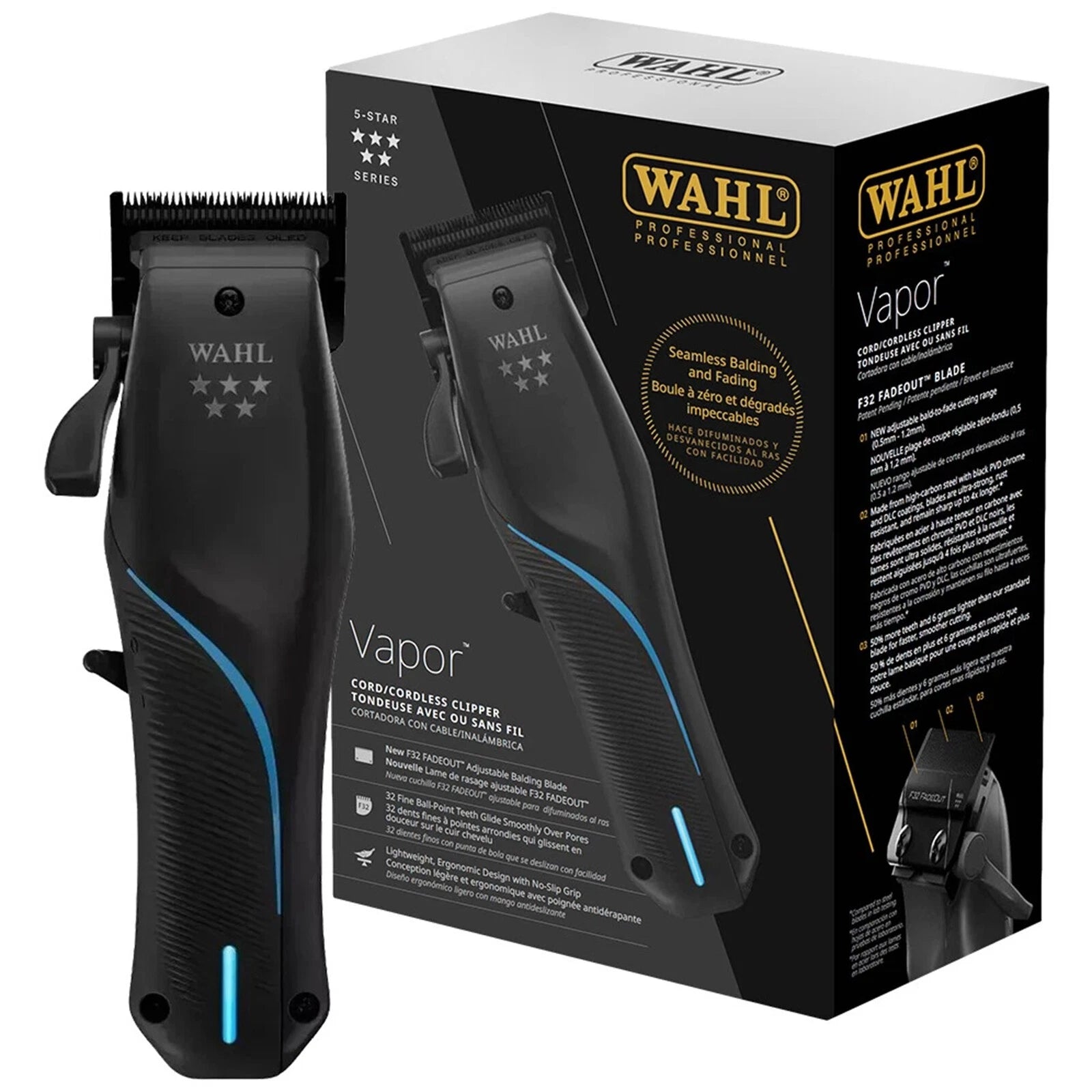 Wahl Vapor hair trimmer with packaging on a white background