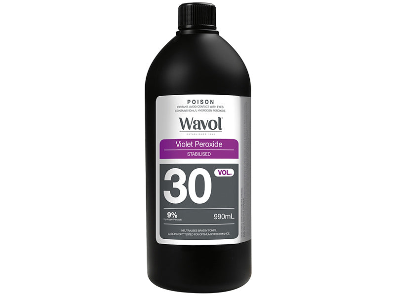 Achieve flawless hair lightening with Wavol Violet Peroxide 30Vol 990ml, a high-performance cream developer 
