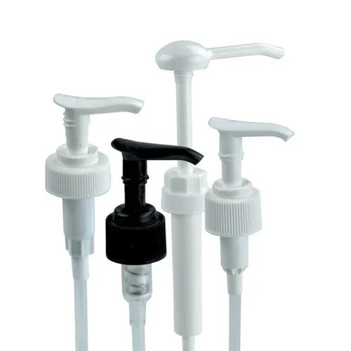 Set of white and black pump nozzles on a white background