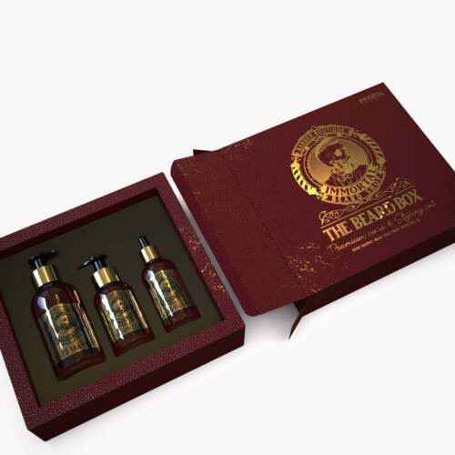 Immortal Premium Beard Box 3 Pack - Beard Shampoo, Cream & Oil