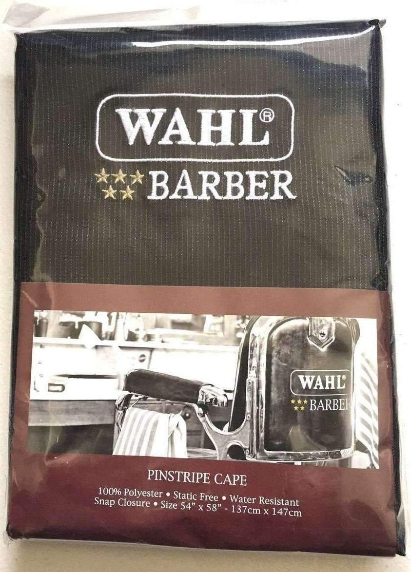 The Wahl Traditional Pinstripe Barber Cape is a must-have for busy barbers and hairdressers